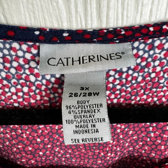 Catherines Red White Blue Polka Dot Patterned Layered Tank Top Size 3X 26/28W - Picture 2 of 6